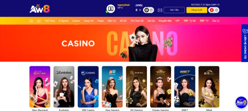 Sảnh game Casino trực tuyến AceWin8 khiến anh em “chết mê chết mệt”